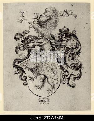 Israhel van Meckenem blason avec un lion. Gravure sur cuivre letztes Drittel des 15. Centurys Banque D'Images