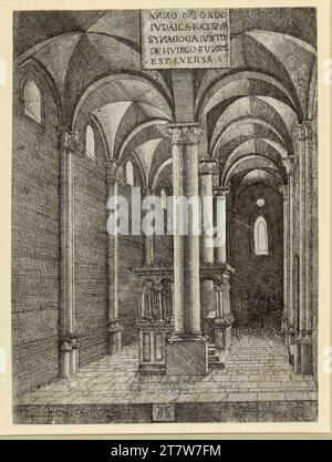 Albrecht Altdorfer l'intérieur de la synagogue de Ratisbonne. gravure 1519, 1519 Banque D'Images
