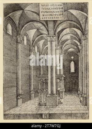 Albrecht Altdorfer l'intérieur de la synagogue de Ratisbonne. gravure 1519, 1519 Banque D'Images