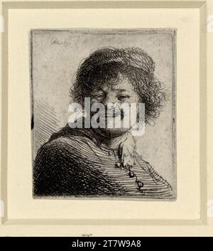 Rembrandt Harmensz. Van Rijn Autoportrait, rire. Gravure par traces d'une aiguille froide 1630, 1630 Banque D'Images