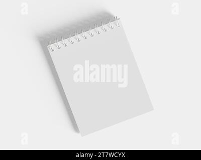 Carnet de reliure à spirale fond blanc sur illustration 3D. Banque D'Images
