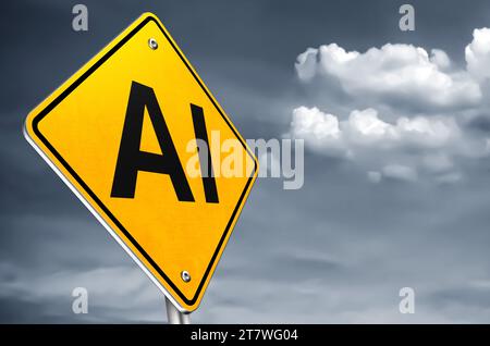 Message de signalisation routière ai Artificial Intelligence Banque D'Images