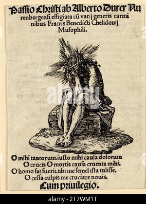 Albrecht Dürer l'homme de douleur (petite passion, page de titre). Gravure sur bois et impression typographique vers 1511 Banque D'Images