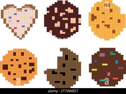 Illustration vectorielle pixel art de la Journée nationale des cookies. Pixel cookies. Décembre 4. Jour important. Illustration de Vecteur