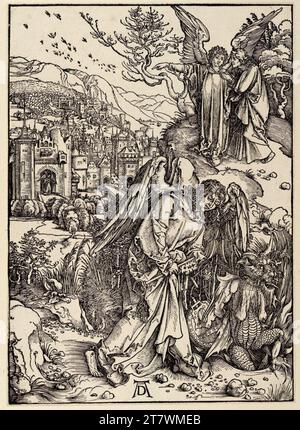 Albrecht est Dürer ange avec la clé de l’abîme (apocalypse, figure XIV). Gravure sur bois ; la feuille est découpée jusqu'au bord de la plaque vers 1497/98 Banque D'Images