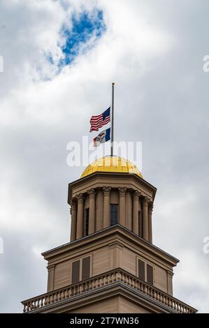 Gold Dome de l'ancien Capitole de l'État de l'Iowa à Iowa City Banque D'Images