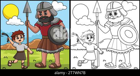 David et Goliath Coloring page Illustration Illustration de Vecteur