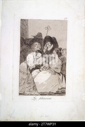 Francisco José de Goya y Lucientes les caprices : la filiation. - Die Kindschaft .. Gravure, aquatinte 1799 (1. Ausgabe), 1799 Banque D'Images