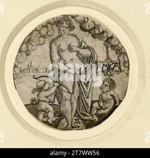 Monogrammiste AC venus avec deux putten. gravure 1. Hälfte 16. Century Banque D'Images