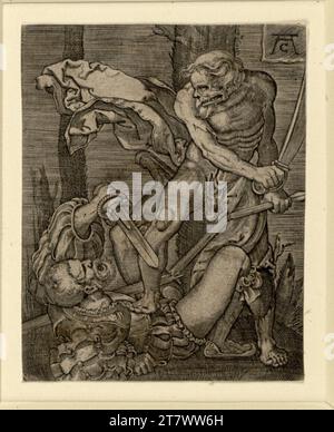 Monogrammiste AC mort et le soldat. gravure 1. Hälfte 16. Century Banque D'Images