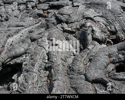 Pahoehoe rocheux, coulées de lave rocher au Piton de la Fournaise, Réunion, France Banque D'Images