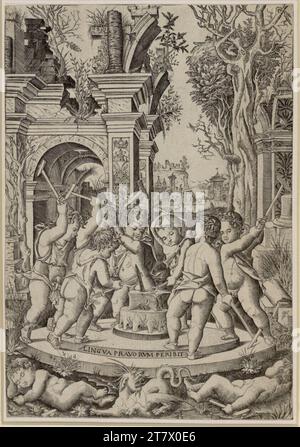 Nicoletto da Modena le sort de la langue maléfique. Gravure sur cuivre (Erstes Viertel 16. Century) Banque D'Images