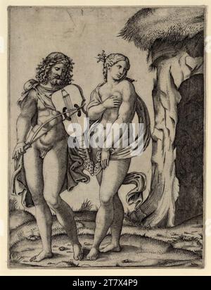 Marcantonio Raimondi Orpheus und eurydike. Gravure sur cuivre imprimée autour de 1509 - 1510 Banque D'Images