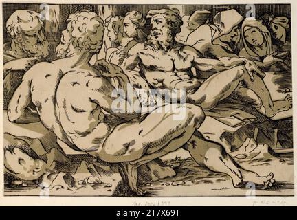 Domenico Beccafumi gen. Mecarino Groupe d'hommes et de femmes. Clair OBSCUR gravure sur bois de deux plaques vers 1545-1547 Banque D'Images