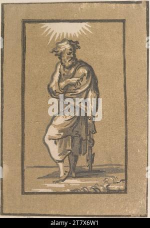 Antonio da Trento HL. Petrus. Clair OBSCUR gravure sur bois en trois planches (ocre) vers 1524-1527 Banque D'Images