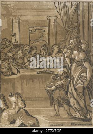 Giuseppe Nicola Vicentino (Rossigliani) (Rossigliani) la présentation dans le temple. Clair OBSCUR gravure sur bois de quatre planches vers 1525-1527 (Neuauflage Andreani 1608) Banque D'Images