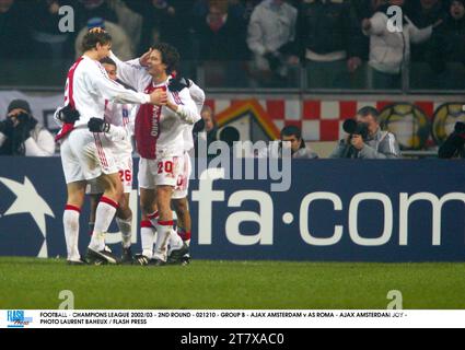 FOOTBALL - LIGUE DES CHAMPIONS 2002/03 - 2E TOUR - 021210 - GROUPE B - AJAX AMSTERDAM V AS ROMA - AJAX AMSTERDAM JOY - PHOTO LAURENT BAHEUX / FLASH PRESS Banque D'Images