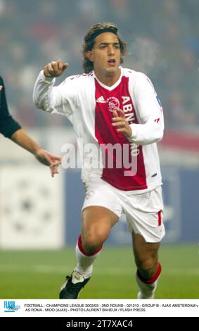 FOOTBALL - LIGUE DES CHAMPIONS 2002/03 - 2E TOUR - 021210 - GROUPE B - AJAX AMSTERDAM V AS ROMA - MIDO (AJAX) - PHOTO LAURENT BAHEUX / PRESSE FLASH Banque D'Images