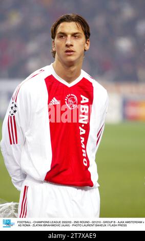 FOOTBALL - LIGUE DES CHAMPIONS 2002/03 - 2E TOUR - 021210 - GROUPE B - AJAX AMSTERDAM V AS ROMA - ZLATAN IBRAHIMOVIC (AJAX) - PHOTO LAURENT BAHEUX / FLASH PRESS Banque D'Images