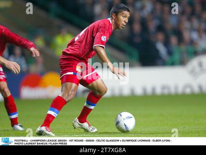 FOOTBALL - LIGUE DES CHAMPIONS 2003/04 - 1ST ROUND - 030930 - CELTIC GLASGOW V OLYMPIQUE LYONNAIS - ELBER (LYON) - PHOTO LAURENT BAHEUX / FLASH PRESS Banque D'Images