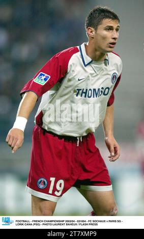 FOOTBALL - CHAMPIONNAT DE FRANCE 2003/04 - 031004 - FC SOCHAUX V PARIS SG - LORIK CANA (PSG) - PHOTO LAURENT BAHEUX / FLASH PRESS Banque D'Images