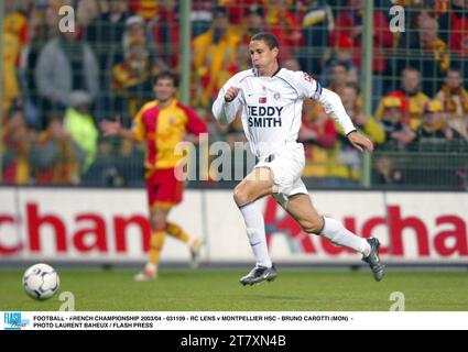 FOOTBALL - CHAMPIONNAT DE FRANCE 2003/04 - 031109 - RC LENS V MONTPELLIER HSC - BRUNO CAROTTI (MON) - PHOTO LAURENT BAHEUX / FLASH PRESS Banque D'Images