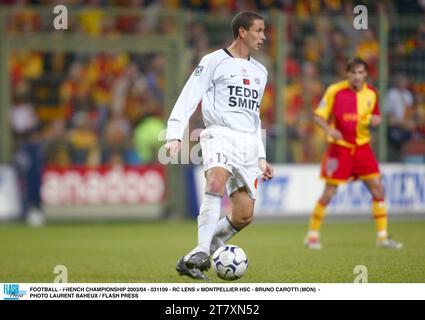 FOOTBALL - CHAMPIONNAT DE FRANCE 2003/04 - 031109 - RC LENS V MONTPELLIER HSC - BRUNO CAROTTI (MON) - PHOTO LAURENT BAHEUX / FLASH PRESS Banque D'Images