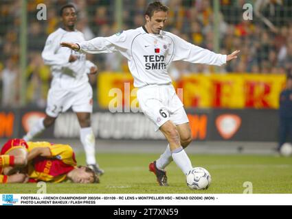 FOOTBALL - CHAMPIONNAT DE FRANCE 2003/04 - 031109 - RC LENS V MONTPELLIER HSC - NENAD DZODIC (MON) - PHOTO LAURENT BAHEUX / FLASH PRESS Banque D'Images