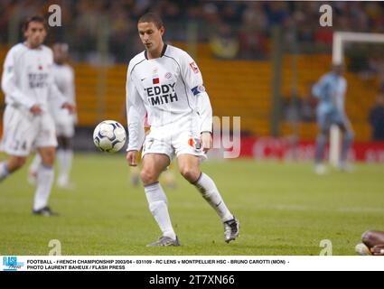 FOOTBALL - CHAMPIONNAT DE FRANCE 2003/04 - 031109 - RC LENS V MONTPELLIER HSC - BRUNO CAROTTI (MON) - PHOTO LAURENT BAHEUX / FLASH PRESS Banque D'Images