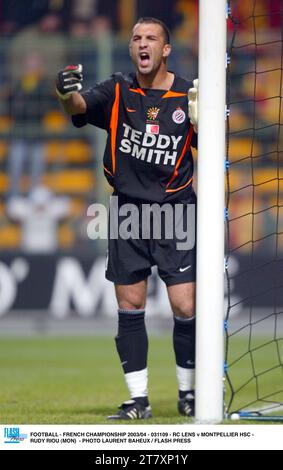 FOOTBALL - CHAMPIONNAT DE FRANCE 2003/04 - 031109 - RC LENS V MONTPELLIER HSC - RUDY RIOU (MON) - PHOTO LAURENT BAHEUX / FLASH PRESS Banque D'Images