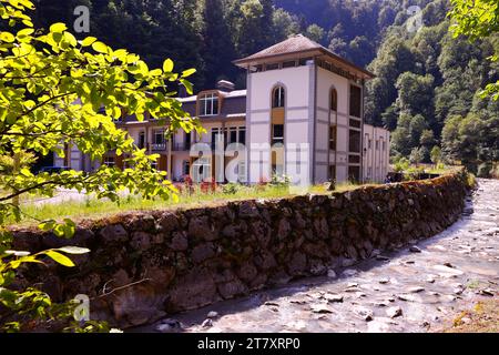 Station thermale de Saint-Gervais Mont-blanc dans les Alpes françaises, haute-Savoie, France, Europe Banque D'Images