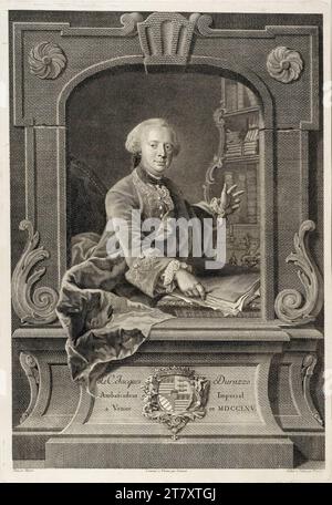 Jacob Matthias Schmutzer Comte Giacomo Durazzo, ambassadeur impérial à Venise. Gravure sur cuivre, gravure 1765, 1765 Banque D'Images