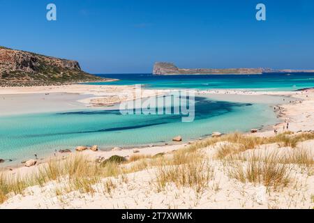 Plage et baie de Balos, péninsule de Gramvousa, la Canée, Crète, Îles grecques, Grèce, Europe Banque D'Images