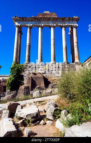 Temple de Saturne, Forum romain, site du patrimoine mondial de l'UNESCO, Rome, Latium (Latium), Italie, Europe Banque D'Images