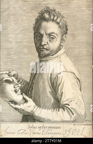 Agostino Carracci Portrait du comédien Giovanni Gabrieli, dit Sivello. Gravure sur cuivre Banque D'Images