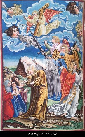 Georg Lemberger Nouveau Testament (Luther Bible) : le scellement des sexes d'Israël (Apocalypse de Jean, 7, 1-8). Gravure sur bois, colorée 1524, 1524 Banque D'Images