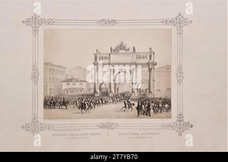 August Anton Tischbein (Lithographie in) enregistrement du couple impérial Ferdinand Ier et Maria Anna d'Autriche à Trieste le 5 septembre 1844. Lithographie avec plaque sonore sur papier 1845, 1845 Banque D'Images