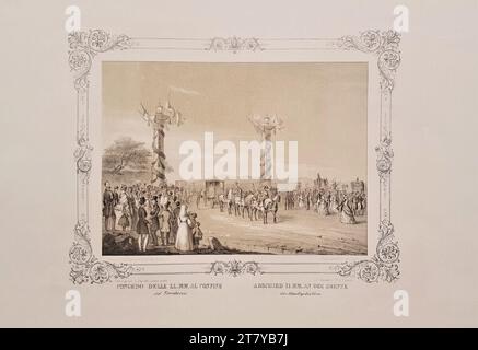 Francesco Bellemo (Lithographie in) adieu au couple impérial Ferdinand Ier et Maria Anna d'Autriche le 16 septembre 1844 à la périphérie de Trieste. Lithographie avec plaque d'argile et évidements blancs sur papier 1845, 1845 Banque D'Images