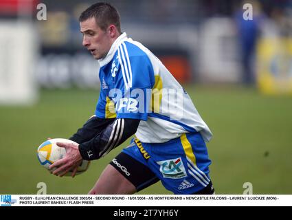 RUGBY - DÉFI EUROPÉEN 2003/04 - 2E TOUR - 18/01/2004 - AS MONTFERRAND V NEWCASTLE FALCONS - LAURENT SOUCAZE (MON) - PHOTO LAURENT BAHEUX / FLASH PRESS Banque D'Images