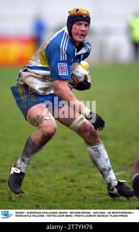 RUGBY - DÉFI EUROPÉEN 2003/04 - 2E TOUR - 18/01/2004 - AS MONTFERRAND V NEWCASTLE FALCONS - HOTTIE LOUW (MON) - PHOTO LAURENT BAHEUX / FLASH PRESS Banque D'Images