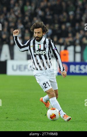 Andrea Pirlo du FC Juventus en action lors du match de football de l'UEFA Europa League de 32 première manche entre le FC Juventus et Trabzonspor AS le 20 février 2014 à Turin, en Italie. Photo Massimo Cebrelli / DPPI Banque D'Images