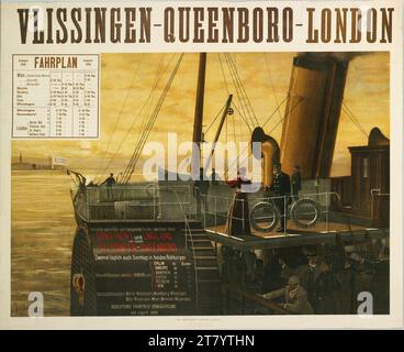 Johan Braakensiek Vlissingen-Queenboro-London ; horaire été 1896. Couleur 1896, 1896 Banque D'Images