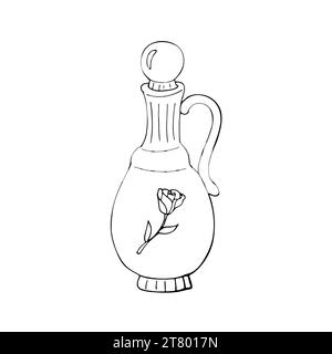 Carafe à vin dessinée à la main avec illustration vectorielle rose. Carafe. Illustration vectorielle isolée. Illustration de Vecteur