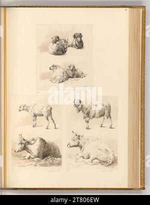 Johann Adam von Bartsch (graveur) moutons et vaches. gravure 1799, 1799 Banque D'Images