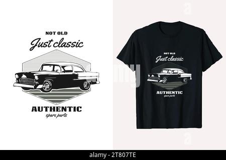 pas vieux juste des pièces de rechange authentiques classiques vecteur de voiture classique graphique de conception de t-shirt. t-shirt de voiture vintage. modèle de t-shirt old cars. voiture rétro personnalisée Illustration de Vecteur