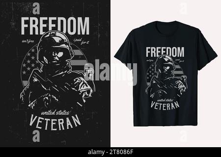 Graphisme de conception de t-shirt militaire de vetaran des États-Unis. Illustration de Vecteur