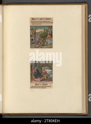 Hans Broramer les dix commandements (illustration du livre). Gravure sur bois, colorée vers 1550 Banque D'Images