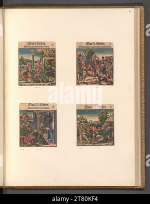 Hans Broramer les dix commandements (illustration du livre). Gravure sur bois, colorée vers 1550 Banque D'Images