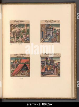 Hans Broramer les dix commandements (illustration du livre). Gravure sur bois, colorée vers 1550 Banque D'Images