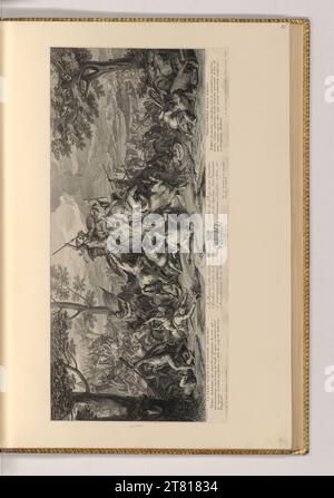 Charles le Brun la bataille sur les Hydaspes. Gravure, gravure 1699-1708, 1699/1708 Banque D'Images